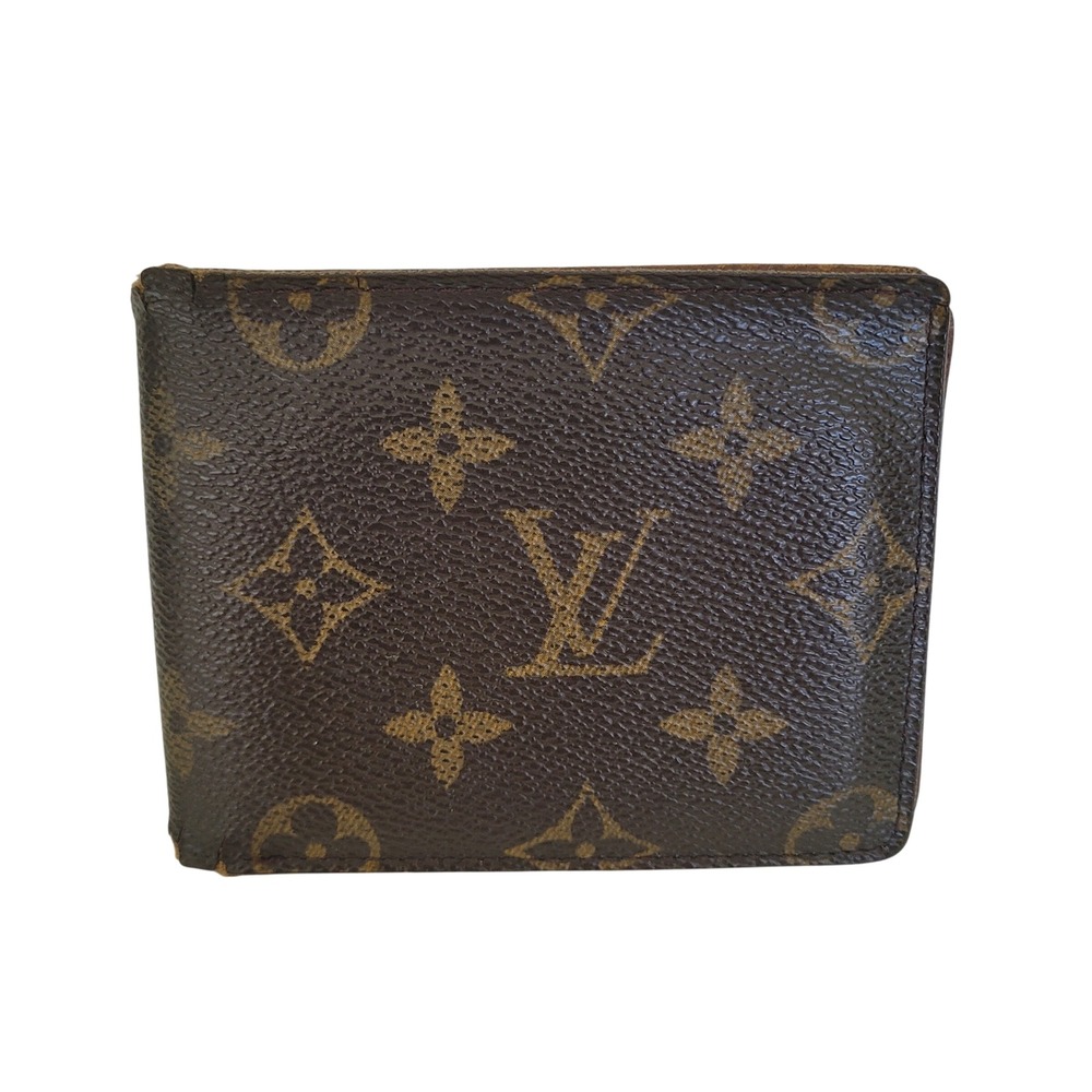 Louis Vuitton Monogram Bifold Wallet Brown Canvas CA0053 Made in Spain Fair